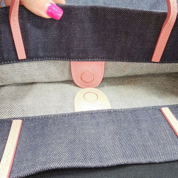 NWOT Prada Denim Logo Patch Tote W/ Pouchette, Dust Bag And COA - Picture 15 of 16